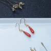 18K金镶沙丁珊瑚水滴耳坠-红掌柜