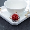 18K金镶钻阿卡珊瑚花吊坠-红掌柜