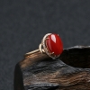 天然18K金镶钻阿卡珊瑚戒指 - 红掌柜