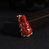 18K金镶钻阿卡牛血红珊瑚观音吊坠 - 红掌柜