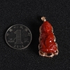 天然金镶钻阿卡牛血红珊瑚观音吊坠 - 红掌柜