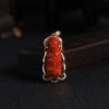 日本天然18K金镶钻阿卡牛血红珊瑚观音吊坠 - 红掌柜