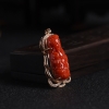 18K金镶钻阿卡牛血红珊瑚观音吊坠 - 红掌柜