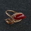 18K金镶钻红珊瑚戒指-红掌柜