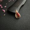 天然18K金镶钻阿卡红珊瑚吊坠 - 红掌柜