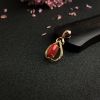 天然18K金镶钻阿卡红珊瑚吊坠 - 红掌柜