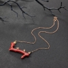 日本天然18K金镶钻阿卡正红珊瑚锁骨链 - 红掌柜