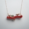18K金镶钻阿卡正红珊瑚锁骨链-红掌柜