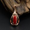 18K镶钻阿卡珊瑚吊坠-红掌柜珠宝