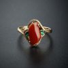 18K金镶红珊瑚戒指-红掌柜