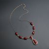 金镶钻天然阿卡黑牛血红珊瑚项链-红掌柜