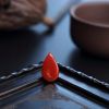 天然牛血红珊瑚戒面 - 红掌柜