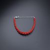 意大利天然沙丁红珊瑚米珠手链-红掌柜