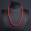 意大利天然沙丁朱红珊瑚三股圆珠项链 - 红掌柜