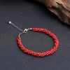 意大利天然沙丁朱红珊瑚三股圆珠手链 - 红掌柜