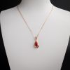 18K金镶钻日本天然阿卡红珊瑚吊坠-红掌柜