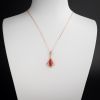 18K金镶钻日本天然阿卡红珊瑚吊坠-红掌柜