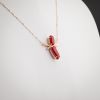 18K金镶钻日本天然红珊瑚锁骨链-红掌柜