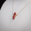 18K金镶钻阿卡红珊瑚锁骨链-红掌柜