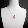 18K金镶钻日本天然阿卡红珊瑚锁骨链-红掌柜