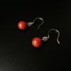 18K金镶意大利沙丁珊瑚圆珠耳坠-红掌柜