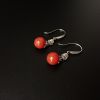 18K金镶意大利天然沙丁珊瑚圆珠耳坠-红掌柜