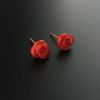 K金镶沙丁珊瑚耳钉-红掌柜