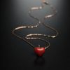 18K金镶日本阿卡红珊瑚爱心项链-红掌柜