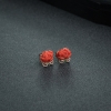 意大利沙丁朱红珊瑚花耳钉-红掌柜