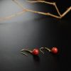 天然金镶红珊瑚耳环-红掌柜