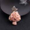 18K金镶钻深水粉色珊瑚牡丹花吊坠-红掌柜