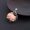 天然深水粉色珊瑚牡丹花吊坠-红掌柜