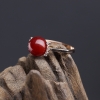 天然阿卡黑红珊瑚戒指-红掌柜