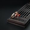 18K金镶阿卡红珊瑚圆珠戒指 - 红掌柜
