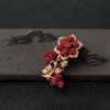 金镶钻阿卡正红珊瑚胸针-红掌柜