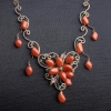 18K金镶阿卡珊瑚项链 - 红掌柜