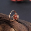 天然沙丁橘红珊瑚戒指 - 红掌柜