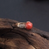18K金意大利天然沙丁橘红珊瑚戒指 - 红掌柜