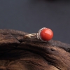 18K金意大利天然沙丁橘红珊瑚戒指 - 红掌柜