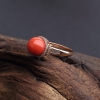 意大利天然沙丁橘红珊瑚戒指 - 红掌柜