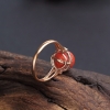 天然沙丁橘红珊瑚戒指 - 红掌柜