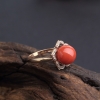 18K金意大利天然沙丁橘红珊瑚戒指 - 红掌柜