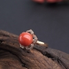 意大利天然沙丁橘红珊瑚戒指 - 红掌柜