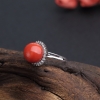 意大利天然沙丁橘红珊瑚戒指 - 红掌柜