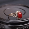 日本18K金镶钻阿卡深红珊瑚戒指-红掌柜