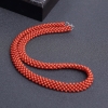 意大利天然沙丁朱红珊瑚圆珠编织两件套-红掌柜