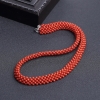 天然沙丁朱红珊瑚圆珠编织两件套-红掌柜