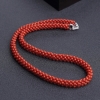 意大利天然沙丁朱红珊瑚圆珠编织两件套-红掌柜
