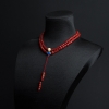 天然阿卡深红珊瑚桶珠项链-红掌柜