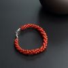 意大利沙丁红珊瑚三股圆珠手链-红掌柜